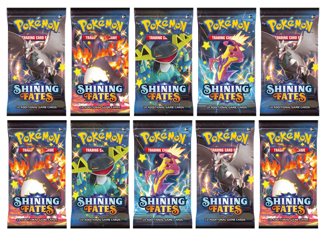 Pokemon Shining Fates Booster Pack Lot of 10 Packs