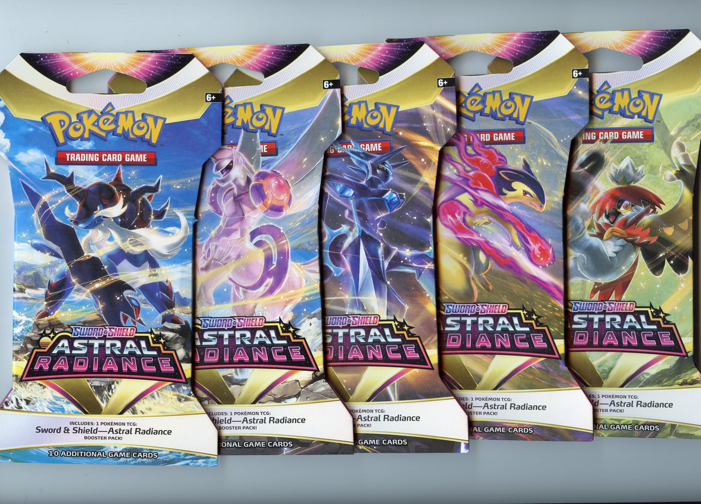 Pokemon Sword & Shield Astral Radiance Sleeved Booster Packs Art Bundle Set of 5